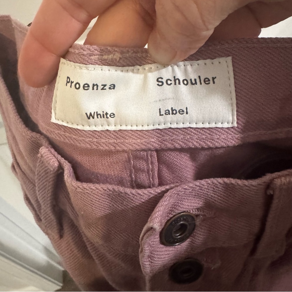 Proenza Schouler White Label Washed Denim Cropped Stovepipe Jeans in Pink - Picture 9 of 13